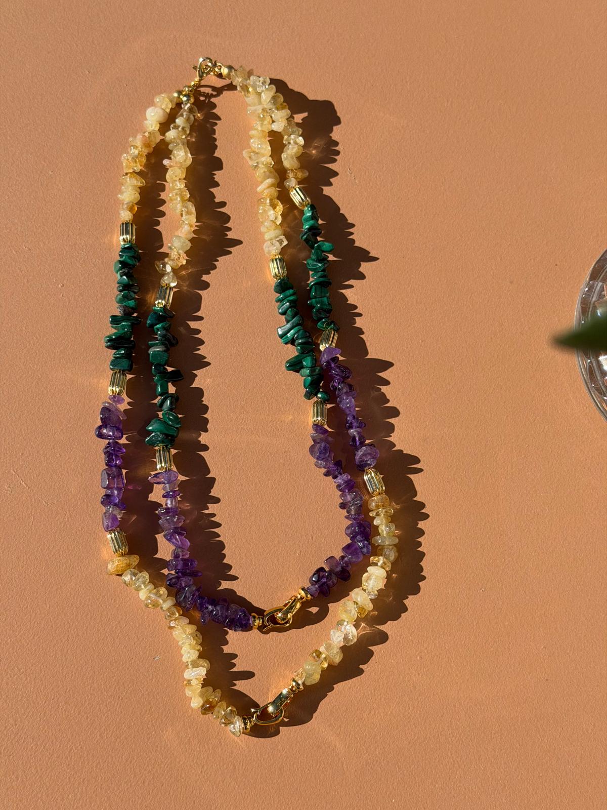 Collier Trio Citrine & Améthyste
