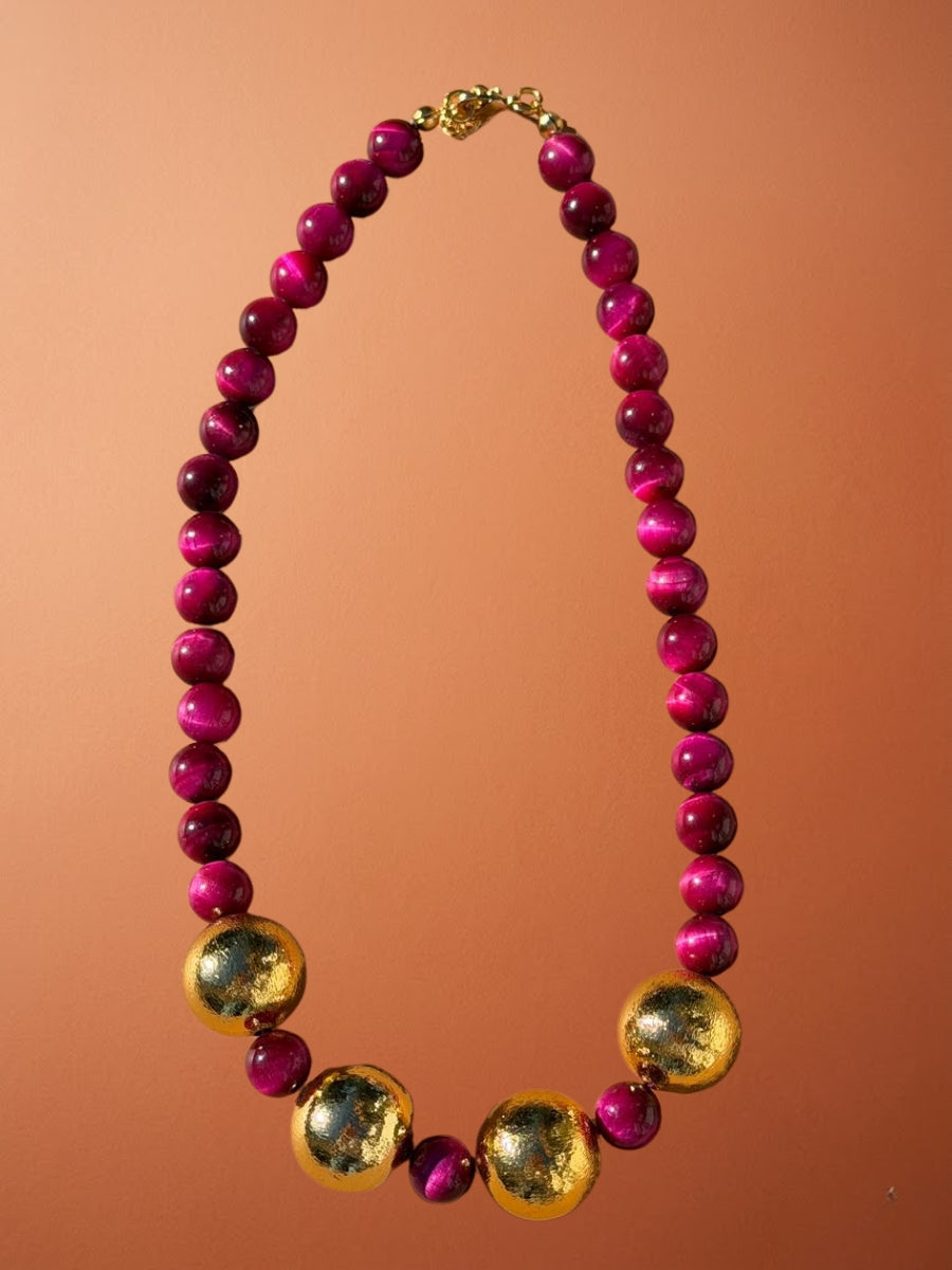Collier Fuchsia et Or