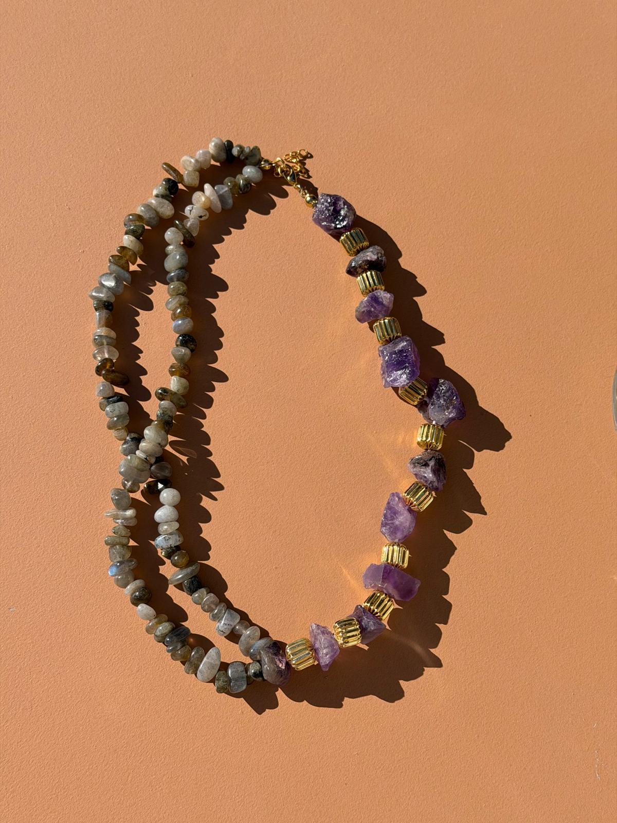 Collier Labradorite et Améthyste
