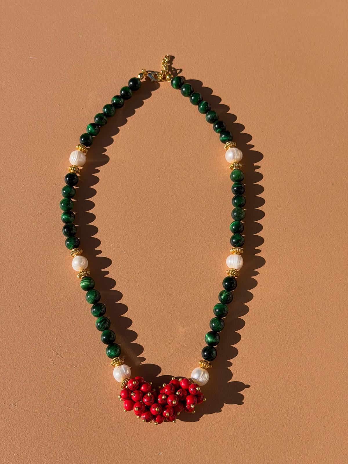 Collier Malachite et Corail