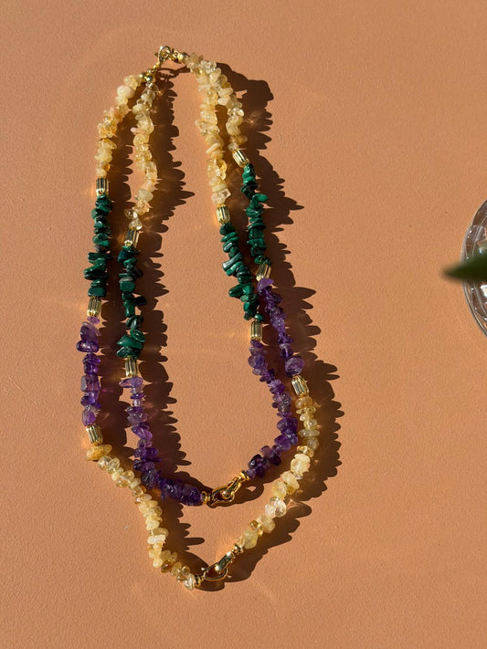Collier Trio Citrine & Améthyste