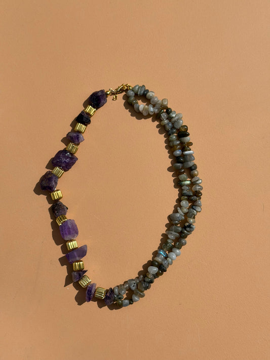 Collier Améthyste Brute & Labradorite