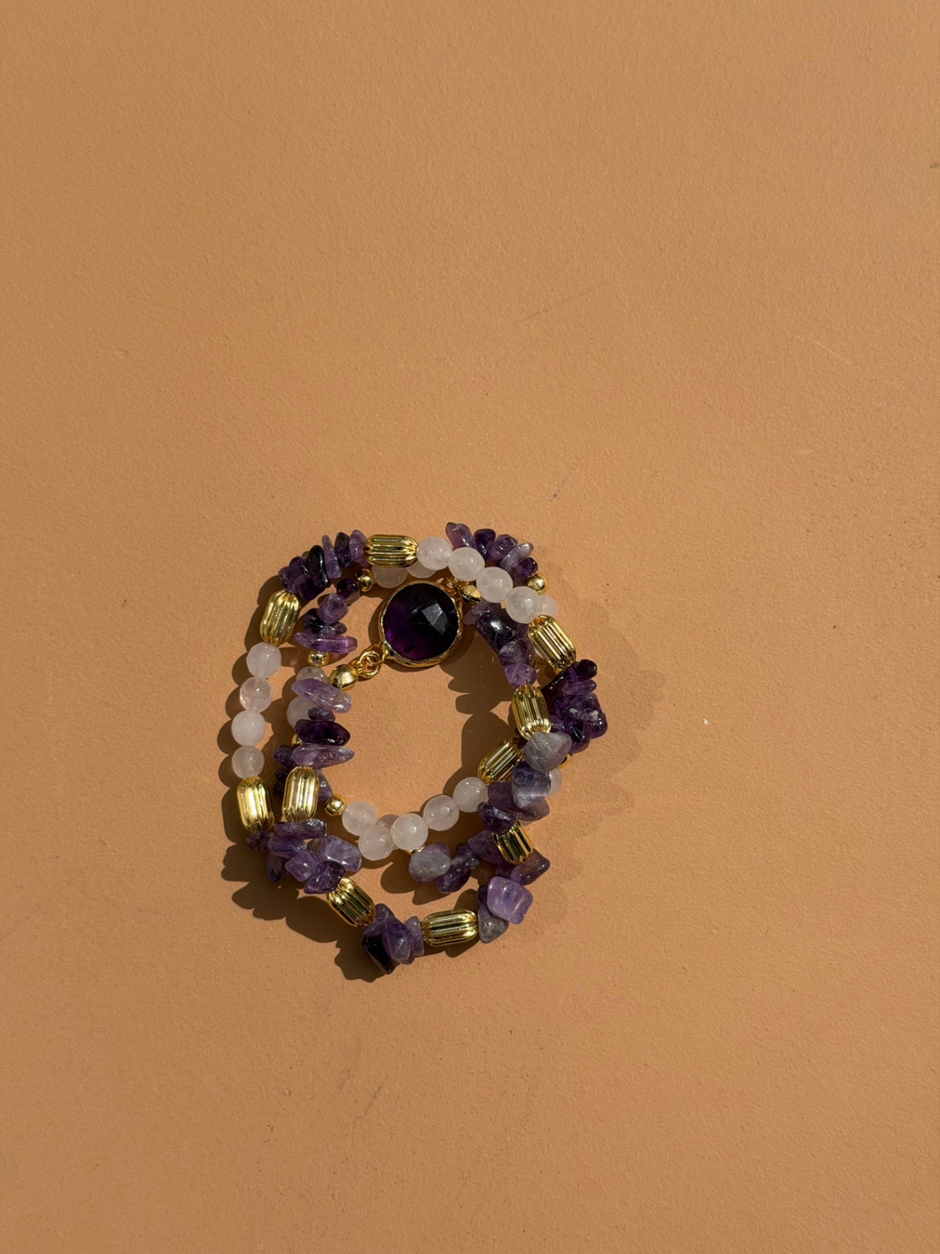 Bracelet Améthyste & Quartz Rose