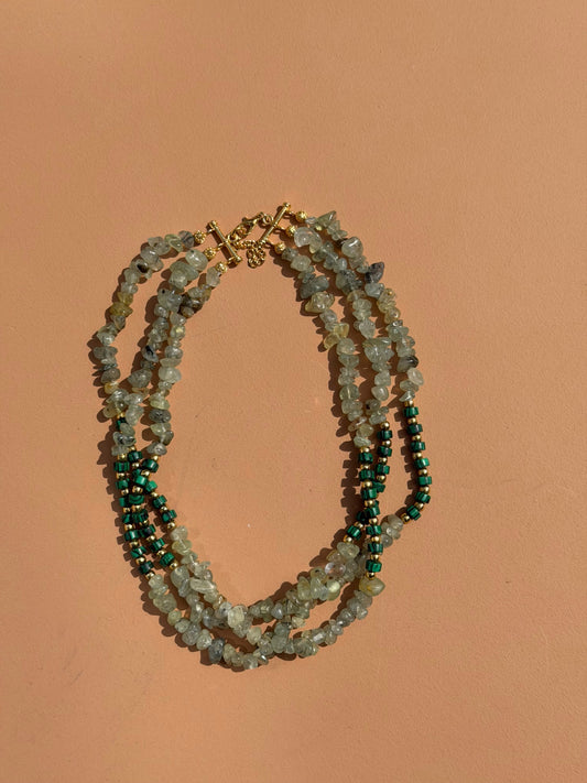 Bracelet Préhnite & Malachite
